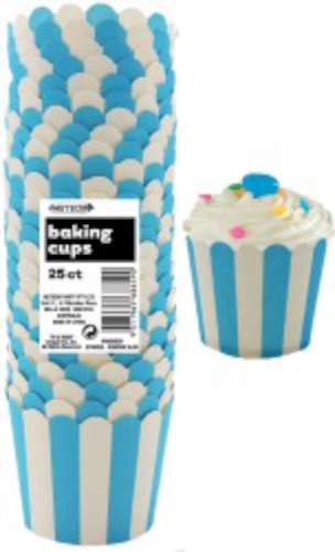Baking Cups - Light Blue Stripes - Click Image to Close